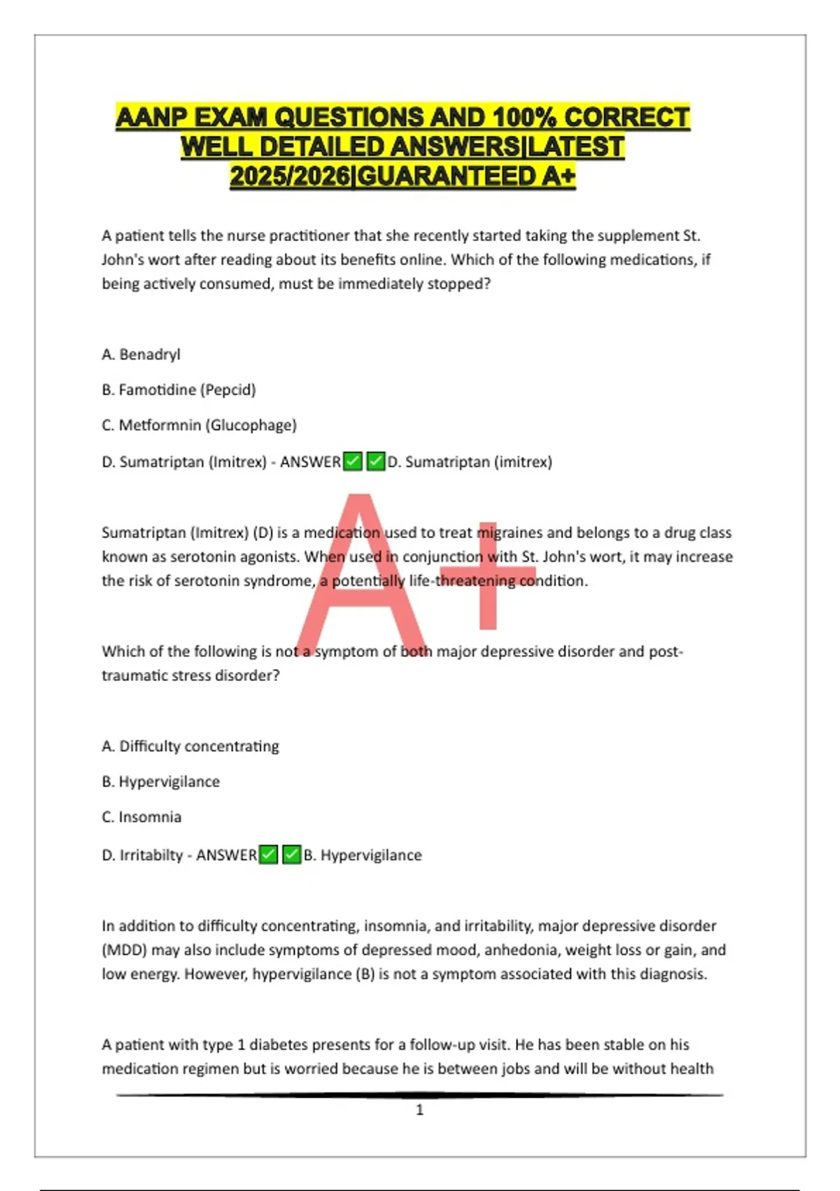 AANP EXAM QUESTIONS AND 100% CORRECT WELL DETAILED ANSWERS|LATEST 2025/ ...