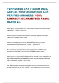 TENNESSEE CAT 7 EXAM 2025&period; ACTUAL TEST QUESTIONS AND VERIFIED ANSWERS&period; 100&percnt; CORRECT &lpar;GUARANTEED PASS&rpar;&period; RATED A&plus;&period;
