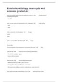 Food microbiology exam quiz and answers graded A&plus;