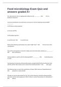 Food microbiology Exam Quiz and answers graded A&plus;