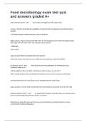 Food microbiology exam test quiz and answers graded A&plus;