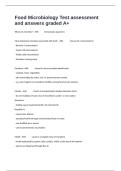 Food Microbiology Test assessment and answers graded A&plus;