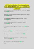 AWWA Certification Prep Course Exam  UPDATED QUESTIONS AND CORRECT  ANSWERS