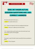 EXSC 387 HAGER ACTUAL 2025&sol;2026 QUESTIONS AND 100&percnt; CORRECT ANSWERS