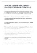 ARIZONA LIFE AND HEALTH FINAL EXAM QUESTIONS AND ANSWERS