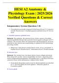 HESI A2 Anatomy & Physiology Exam &vert; 2025&sol;2026 Verified Questions & Correct Answers