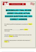 MICROBIOLOGY FINAL REVIEW &lpar;JERSEY COLLEGE&rpar; ACTUAL 2025&sol;2026 QUESTIONS AND 100&percnt; CORRECT ANSWERS