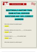 NIGHTINGALE ANATOMY FINAL EXAM ACTUAL 2025&sol;2026 QUESTIONS AND 100&percnt; CORRECT ANSWERS