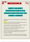 LIBERTY UNIVERSITY INTEGRATION EXAM ACTUAL 2025&sol;2026 QUESTIONS AND 100&percnt; CORRECT ANSWERS