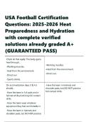 USA Football Certification Questions 2025-2026 Heat Preparedness and Hydration with complete verified solutions 