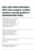 2025-2025 NFHS FOOTBALL TEST with complete verified solutions already graded A&plus;