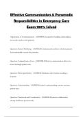 Effective Communication & Paramedic Responsibilities in Emergency Care Exam 100&percnt; Solved