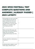 2025 NFHS FOOTBALL TEST COMPLETE QUESTIONS AND ANSWERS ALREADY PASSED 2025 LATEST&excl;&excl;