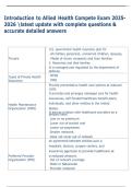 Introduction to Allied Health Compete Exam 2025 2026 latest update with complete questions &  accurate detailed answers 