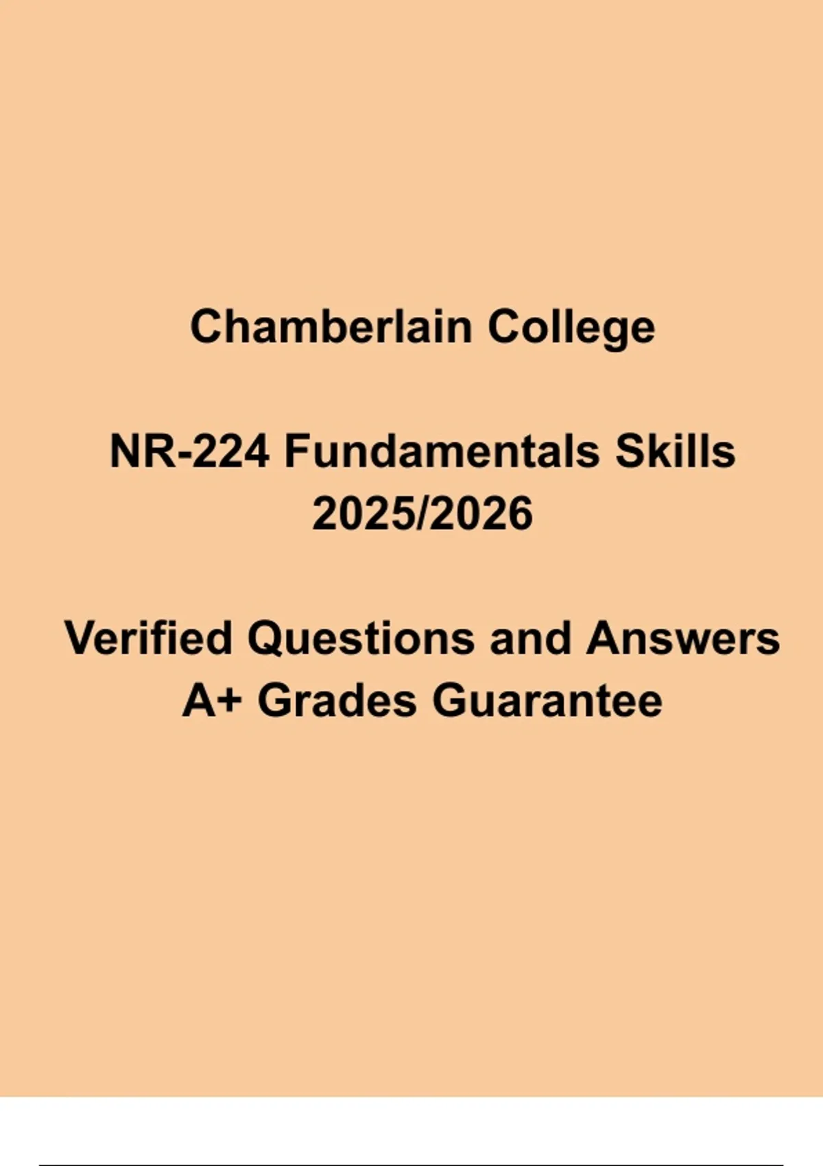 NR 224 Fundamentals Skills 2025/2026 | Chamberlain College Study Guide ...