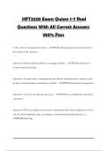 HFT2220 Exam Quizes 1-7 Real Questions With All Correct Answers 100&percnt; Pass