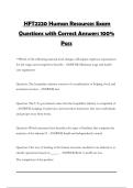 HFT2220 Human Resources Exam Questions with Correct Answers 100&percnt; Pass