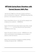 HFT2220 Spring Exam Questions with Correct Answers 100&percnt; Pass