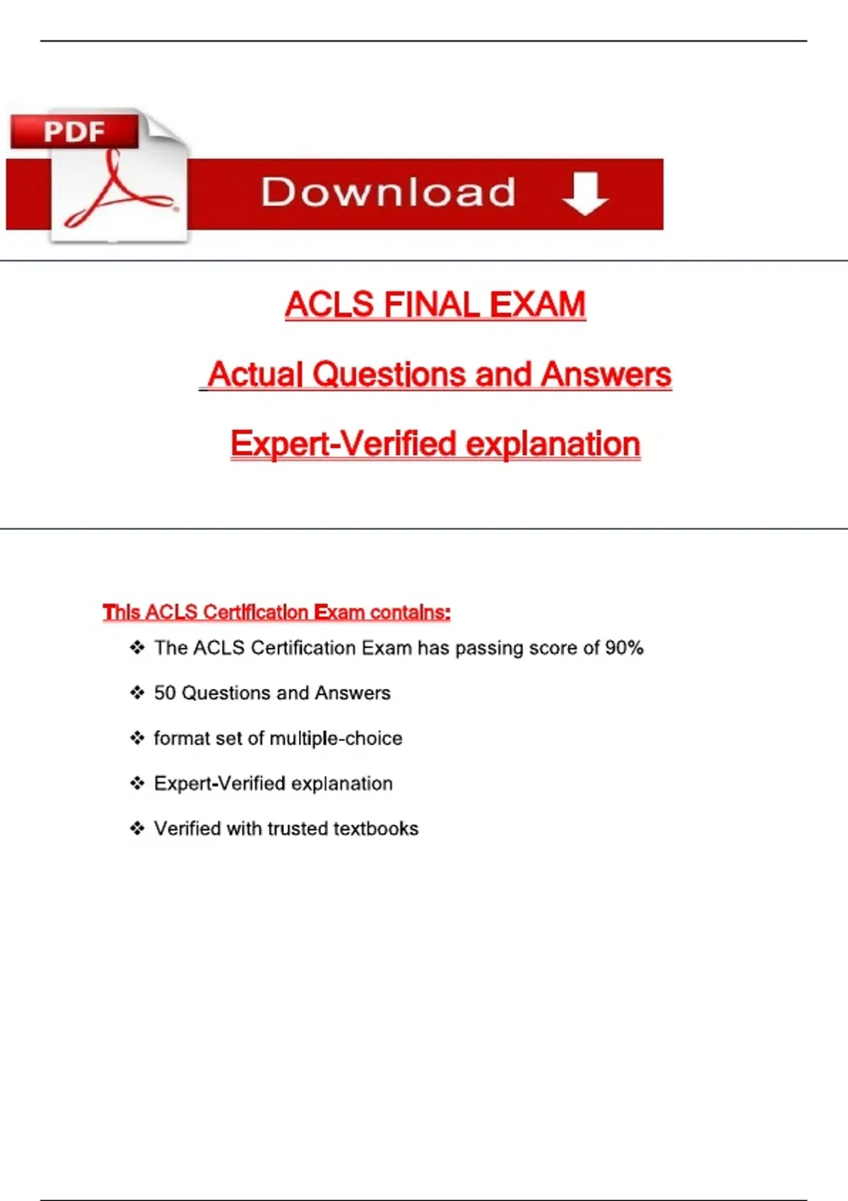 ACLS Final Exam Study Guide 2025/2026 — Verified Practice Questions ...