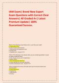  IAM Exam&vert; Brand New Expert Exam Questions with Correct Clear Answers&vert; All Graded A&plus;&vert; Latest Premium Update&vert; 100&percnt; Guaranteed Success&period;