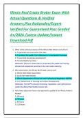 Illinois Real Estate Broker Exam With Actual Questions & Verified Answers&comma;Plus Rationales&sol;Expert Verified For Guaranteed Pass Graded A&plus;&sol;2026 &sol;Latest Update&sol;Instant Download Pdf