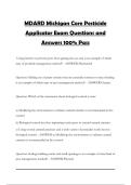 MDARD Michigan Core Pesticide Applicator Exam Questions and Answers 100&percnt; Pass