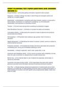 EVENT PLANNING TEST PAPER QUESTIONS AND ANSWERS GRADED A&plus;