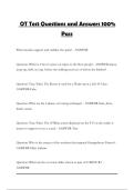 OT Test Questions and Answers 100&percnt; Pass