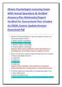 Illinois Psychologist Licensing Exam With Actual Questions & Verified Answers&comma;Plus Rationales&sol;Expert Verified For Guaranteed Pass Graded A&plus;&sol;2026 &sol;Latest Update&sol;Instant Download Pdf
