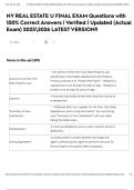 NY REAL ESTATE U FINAL EXAM Questions with 100&percnt; Correct Answers &vert; Verified &vert; Updated &lpar;Actual Exam&rpar; 20252026 LATEST VERSION&excl;&excl;