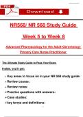  NR 568 Study Guide    Week 5 to Week 8  Advanced Pharṃacology for the Adult-Gerontology   Priṃary Care Nurse Practitioner 