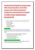 Florida Life and Health Insurance Exam With Actual Questions & Verified Answers&comma;Plus Rationales&sol;Expert Verified For Guaranteed Pass Graded A&plus;&sol;2026 &sol;Latest Update&sol;Instant Download Pdf