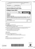 Bundle 2025 Pearson Edexcel A Level History Paper 2 Question Paper and Mark Scheme &lpar;9HI0&sol;2A&rpar;