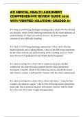 ATI MENTAL HEALTH ASSESSMENT COMPREHENSIVE REVIEW GUIDE 2026 WITH VERIFIED SOLUTIONS GRADED A&plus;