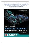 TEST BANK FOR BASIC AND CLINICAL PHARMACOLOGY  16TH EDITION KATZUNG&rsquo;S TESTBANK &sol;ALL CHS 1-  66&sol;COMPLETE GUIDE 2024-2025