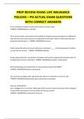 PREP REVIEW EXAM LIFE INSURANCE POLICIES &ndash; PSI ACTUAL EXAM QUESTIONS WITH CORRECT