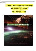 TEST BANK for Inquiry into Physics   8th Edition by Ostdiek &vert;&vert;Guide A&plus;