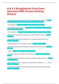A & P 2 Straighterline Final Exam Questions With Correct marking Scheme