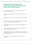 Fundamentals of Florida Code Enforcement Basic Code Enforcement Exam with verified answers