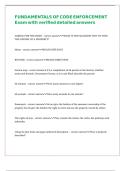 FUNDAMENTALS OF CODE ENFORCEMENT Exam with verified detailed answers