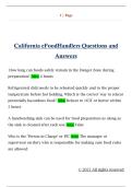 California eFoodHandlers Questions and  Answers
