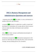 DECA Business Management and  Administration Questions and Answers