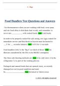 Food Handlers Test Questions and Answers 
