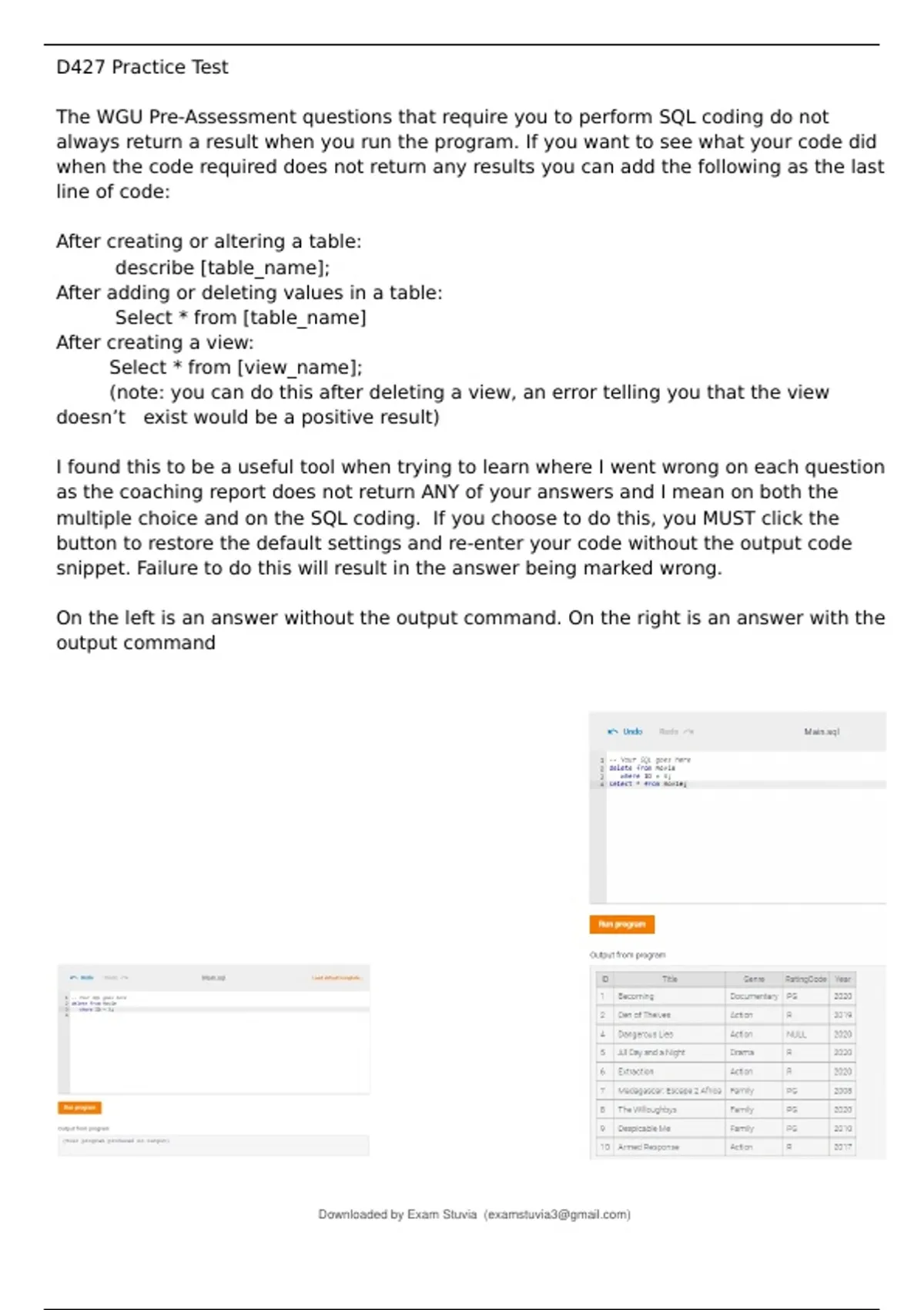 WGU D427 Data Management Applications Practice Test | SQL Coding & Pre ...