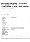 Reformer Instructor Test Out - Balanced Body EXAM &lpar;2025&rpar; UPDATE Verified Questions And Answers &vert; With 100&percnt; Correct Answers graded A&plus; Guaranteed Success&excl;&excl;