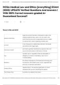 HOSA Medical Law and Ethics &lbrack;everything&rsqb; EXAM &lpar;2025&rpar; UPDATE Verified Questions And Answers &vert; With 100&percnt; Correct Answers graded A&plus; Guaranteed Success&excl;&excl;