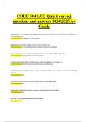 COUC 504 LUO Quiz 6 &ndash; Verified Actual Questions and Answers 2024&sol;2025 &lpar;Latest A&plus; Grade Material&rpar;