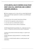 ATI RN MENTAL HEALTH NURSING EXAM STUDY SHEET 2026 FULL QUESTIONS AND CORRECT ANSWERS GRADED A&plus;