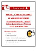 Pass Your &lpar;2025 &sol; 2026&rpar; Wilkes NSG 552 Psychopharmacology Exam 3 with &lpar;2 Version Exams&rpar; Qs and Ans with Explanation&comma; Verified Revised Full Exam