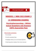 Pass Your &lpar;2025 &sol; 2026&rpar; Wilkes NSG 552 Psychopharmacology Exam 2 with &lpar;2 Version Exams&rpar; Qs and Ans with Explanation&comma; Verified Revised Full Exam